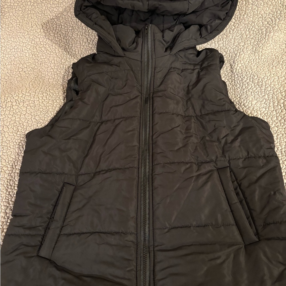 Black Puffer Vest with Hood